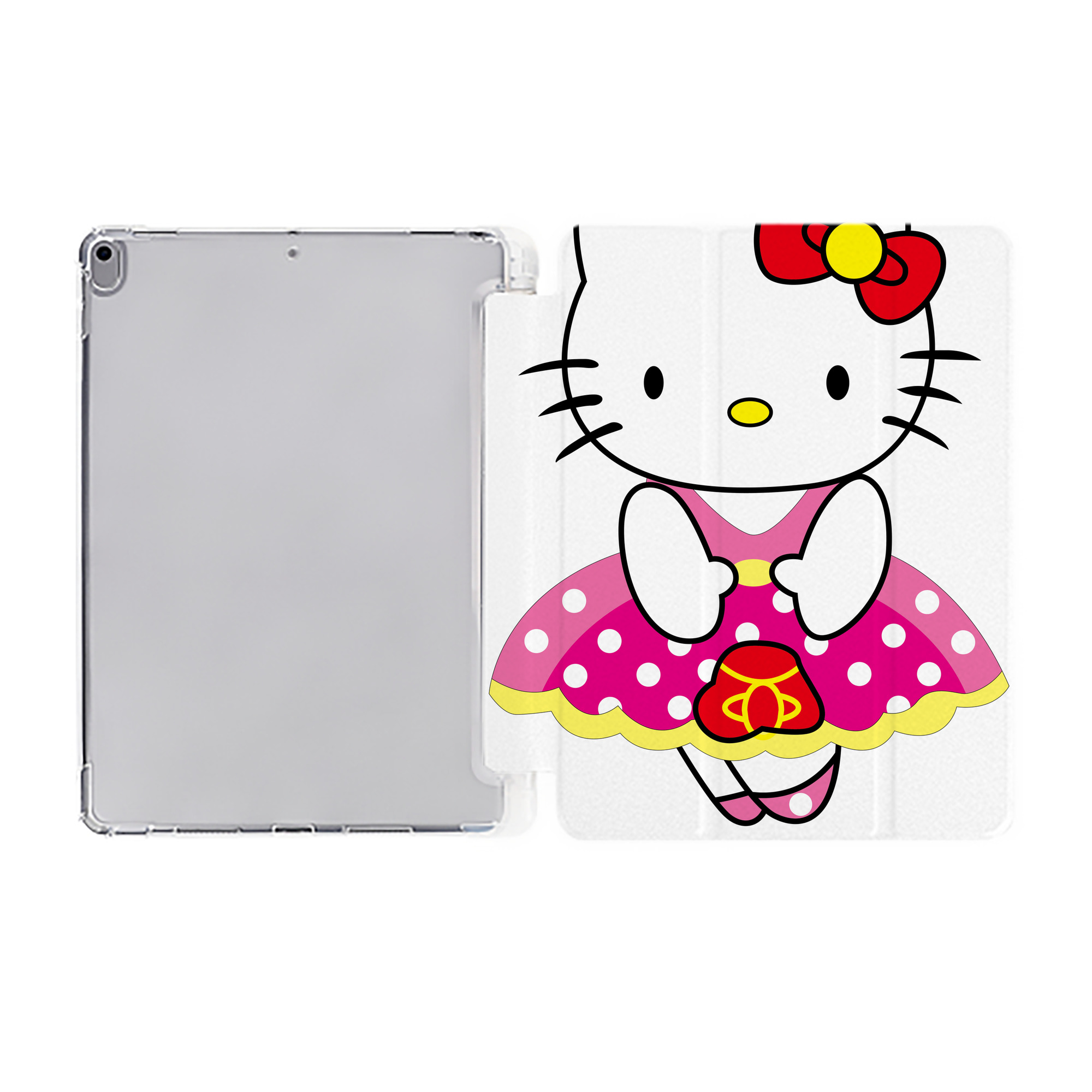 （画像用） Hello Kitty ハローキティ IPad ケース ペン収納付き 三つ折りスタンド PUレザー×シリコン 対応機種9.5/10.5/10.9インチ